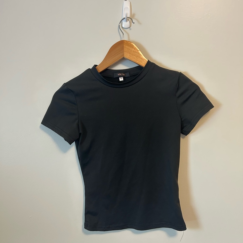 Womens Black MICAS Short Sleeve Tee Crew Neck